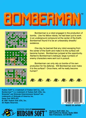 Bomberman (USA) box cover back